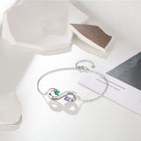 Personalized Engraved Name Mothers Bracelet Birthstone Infinity Chain Gift