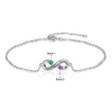 Personalized Engraved Name Mothers Bracelet Birthstone Infinity Chain Gift