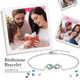 Personalized Engraved Name Mothers Bracelet Birthstone Infinity Chain Gift