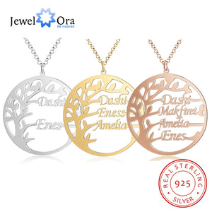 Personalized Family Tree Necklace 925 Silver Nameplate Pendant Gift