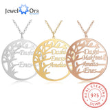 Personalized Family Tree Necklace 925 Silver Nameplate Pendant Gift