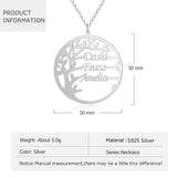 Personalized Family Tree Necklace 925 Silver Nameplate Pendant Gift