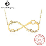 925 Silver Name Necklace Infinity Heart Pendant Arabic Hebrew Name