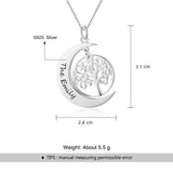 Personalized 925 Silver Necklace Vintage Style Half Moon Tree Pendant