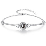 Personalized 925 Silver Photo Bracelet Circle Pendant Gift For Girlfriend