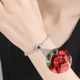 Personalized 925 Silver Photo Bracelet Circle Pendant Gift For Girlfriend