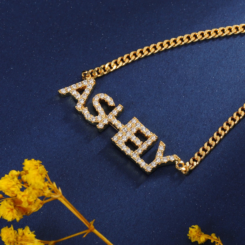 Personalized 9mm Crystal Name Necklace Initial Letters Necklace