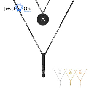 Personalized A-Z Letter Initial Vertical Bar Necklace for Women Stainless Steel