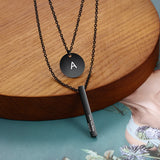 Personalized A-Z Letter Initial Vertical Bar Necklace for Women Stainless Steel