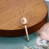 Personalized A-Z Letter Initial Vertical Bar Necklace for Women Stainless Steel