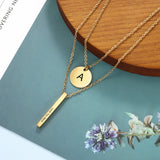 Personalized A-Z Letter Initial Vertical Bar Necklace for Women Stainless Steel
