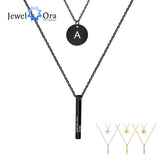 Personalized A-Z Letter Initial Vertical Bar Necklace for Women Stainless Steel
