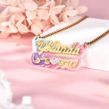 Customized Acrylic Heart Name Necklace for Women Kids