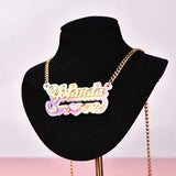 Customized Acrylic Heart Name Necklace for Women Kids