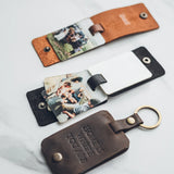 Custom Acrylic Photo Leather Keychain Personalized Anniversary Valentines Gift