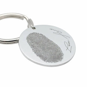 Personalized Fingerprint Keychain Handwriting Key Chain Engrave Prints