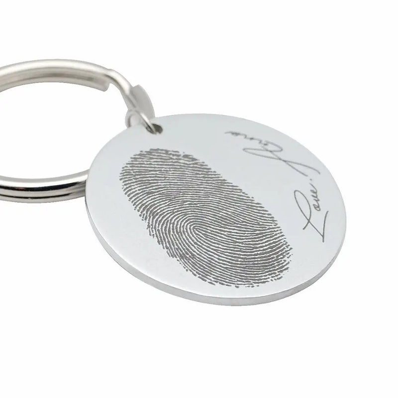 Personalized Fingerprint Keychain Handwriting Key Chain Engrave Prints