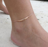 Personalized Anklet Bar Bracelet Boho Rose Jewelry