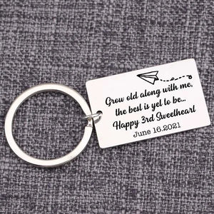 Grow Old Along With Me Keychain Bag Charm - Personalized Anniversary Gift