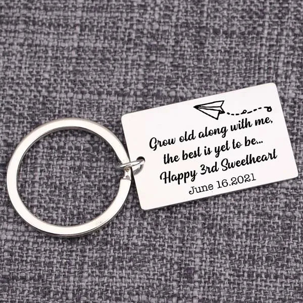 Grow Old Along With Me Keychain Bag Charm - Personalized Anniversary Gift