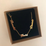 Personalized Couples Name Necklace with Heart Charm - Stainless Steel