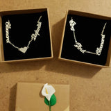 Personalized Couples Name Necklace with Heart Charm - Stainless Steel