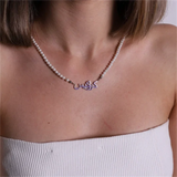 Personalized Arab Name Necklace Pearl Chain Choker Jewelry