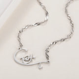 Personalized Arabic Name Necklace Silver Stainless Steel Chain Pendant Jewelry