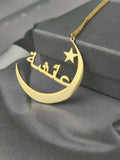 Arabic Name Necklace with Moon Star Pendant Christmas Gift