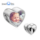 Baby Feet Heart Charms Beads for Jewelry Making