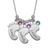 Personalized Baby Feet Name Necklace with Birthstone