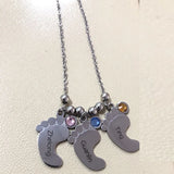 Personalized Baby Feet Name Necklace with Birthstone