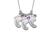 Personalized Baby Feet Name Necklace with Birthstone
