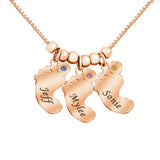 Personalized Baby Feet Name Necklace with Birthstone