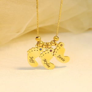 Personalized Baby Feet Necklace for Women Name Birthstone Necklaces