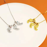 Personalized Baby Feet Necklace for Women Name Birthstone Necklaces