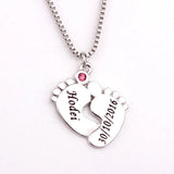 Personalized Baby Feet Necklace with Birthstones & Any Name