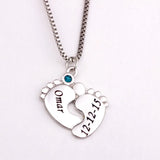 Personalized Baby Feet Necklace with Birthstones & Any Name