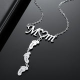 Custom Baby Feet Pendant Name Necklace with Birthstone