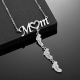 Custom Baby Feet Pendant Name Necklace with Birthstone