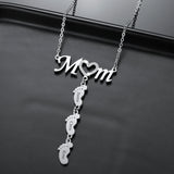 Custom Baby Feet Pendant Name Necklace with Birthstone