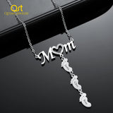 Custom Baby Feet Pendant Name Necklace with Birthstone