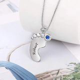 Personalized Baby Feet Pendant Necklace with Name & Birthstone