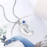 Personalized Baby Feet Pendant Necklace with Name & Birthstone