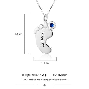 Personalized Baby Feet Pendant Necklace with Name & Birthstone