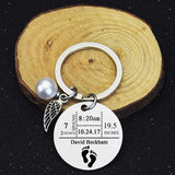Custom Baby Keychain Newborn Birth Stats Gift Keyring