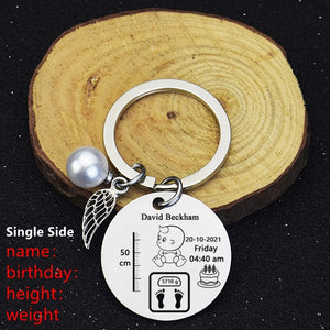 Custom Baby Keychain Newborn Birth Stats Gift Keyring