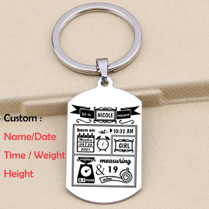 Personalized Newborn Stats Keychain Gift