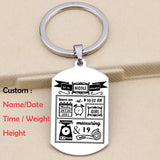 Personalized Newborn Stats Keychain Gift
