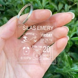 Baby Keychain Name Date Weight Height Newborn Acrylic Keyring Mom Dad Gift